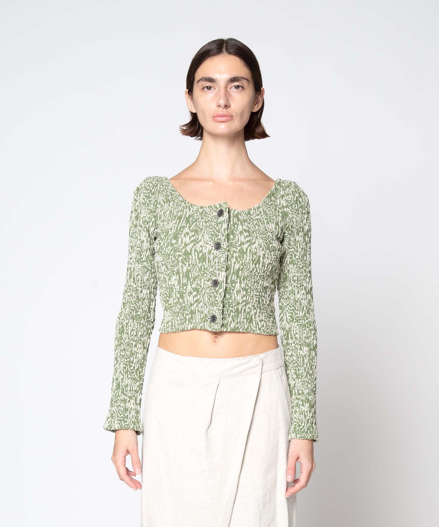 美品【muller of yoshiokubo】シャーリング トップス 36 WRINKLE SIDE RIBBON TOP｜muller of yoshiokubo(ミュラーオブ