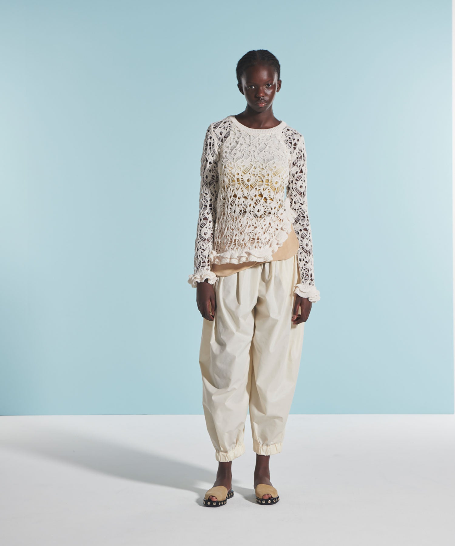 FRILLED LACE KNIT TOP｜muller of yoshiokubo(ミュラーオブ