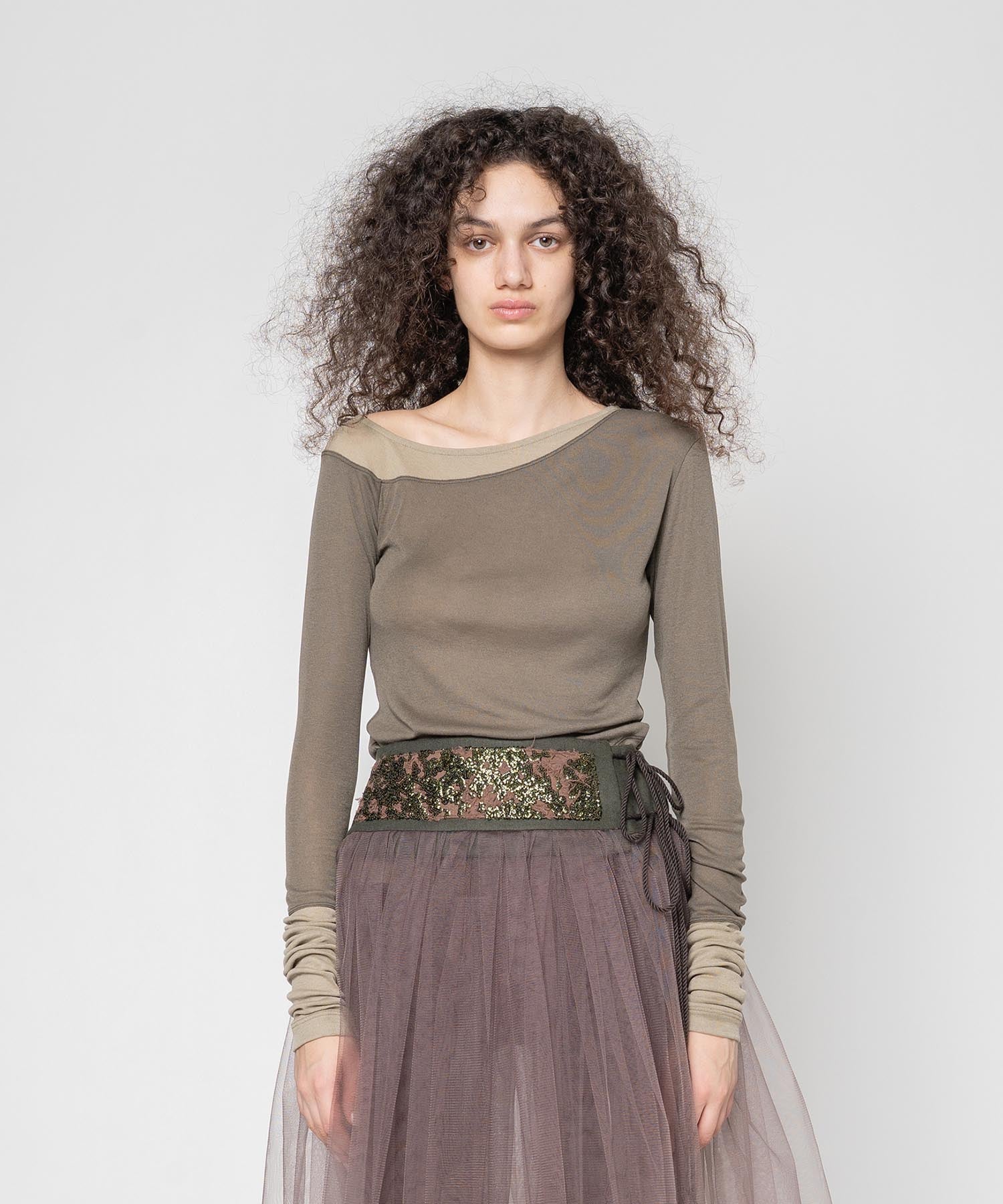 ベスト ジレ THROW ASYMMETRY RIB TOPS アシンメトリー リブ トップス レディース Riberry ベスト ジレ かぎ編みアシンメトリーベスト レディース