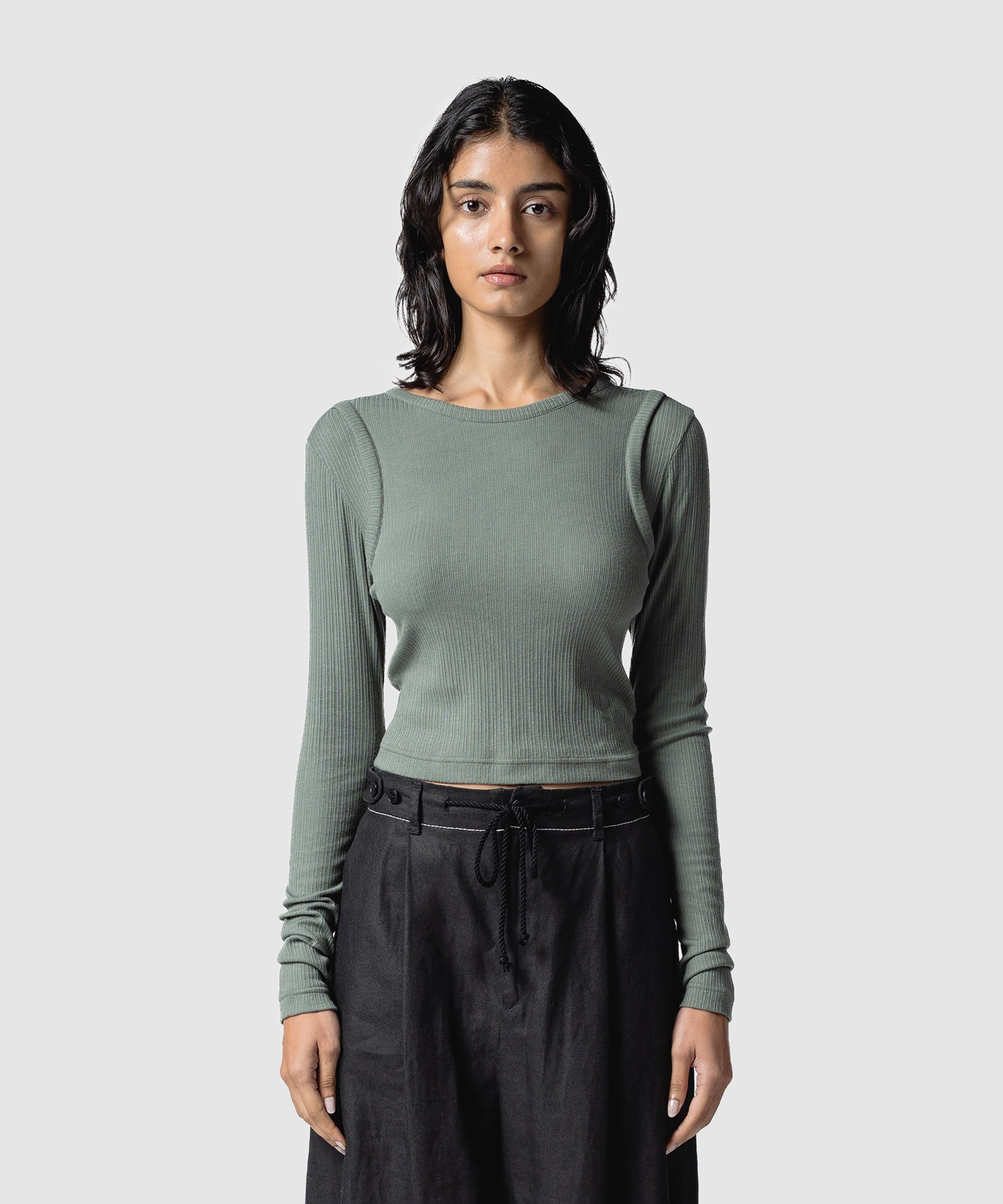 BACK TWIST RIB LONG SLEEVE｜muller of yoshiokubo(ミュラーオブ