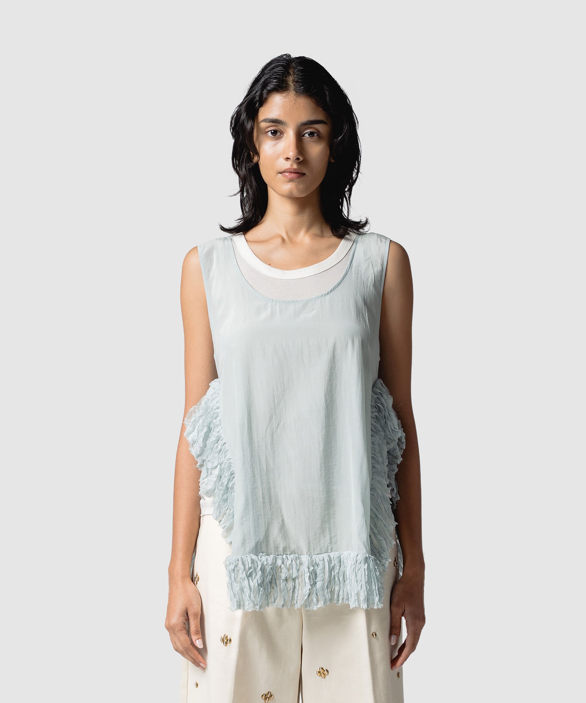 RUFFLE CHIFFON TOP｜muller of yoshiokubo(ミュラーオブヨシオクボ 
