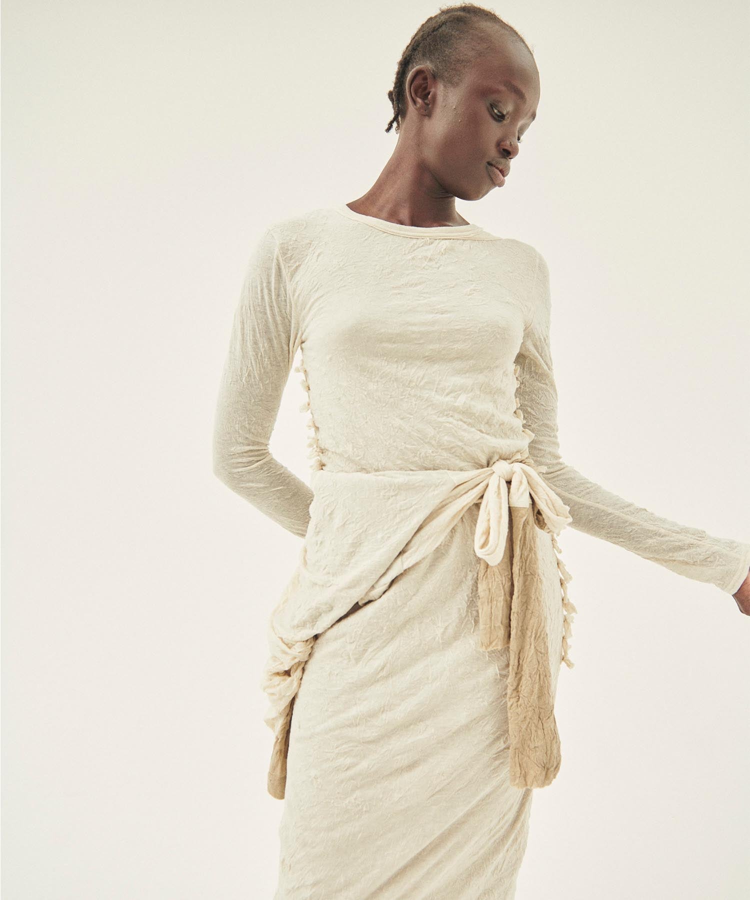 muller of yoshiokubo スリットタックドレス 38 未使用品 WRINKLE SIDE RIBBON TOP｜muller of yoshiokubo(ミュラーオブ