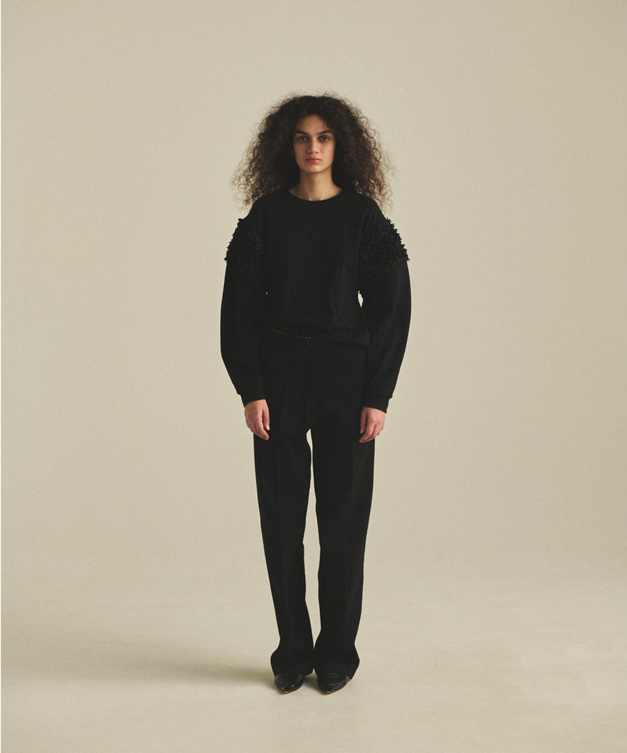 FLOWY FRILLED LONG SLEEVE T