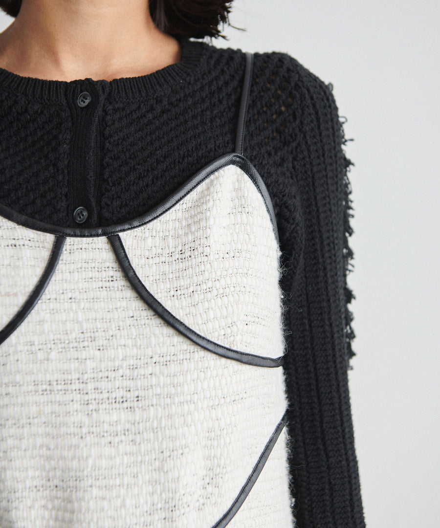 STRETCH MESH CARDIGAN