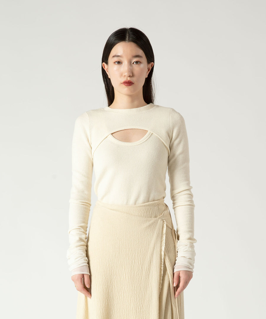 rib layer long sleeve top