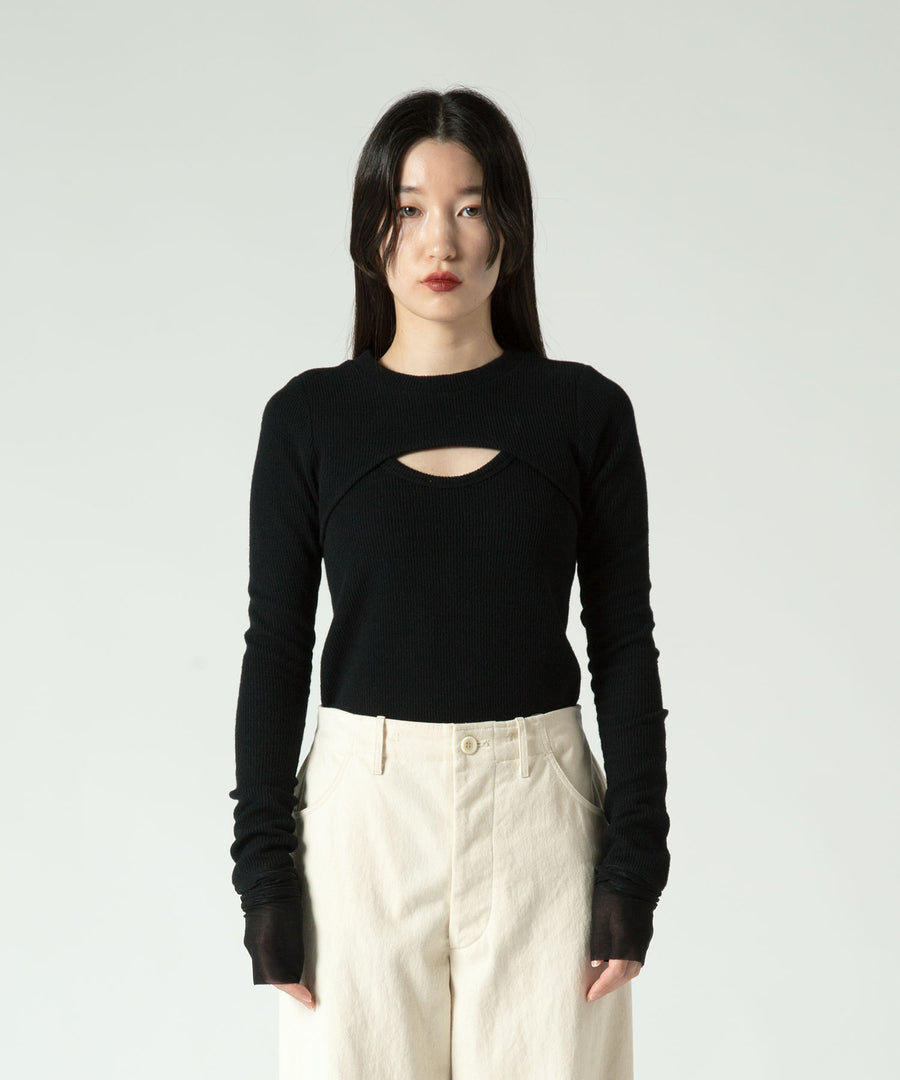 rib layer long sleeve top