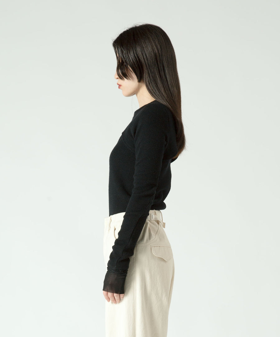 rib layer long sleeve top