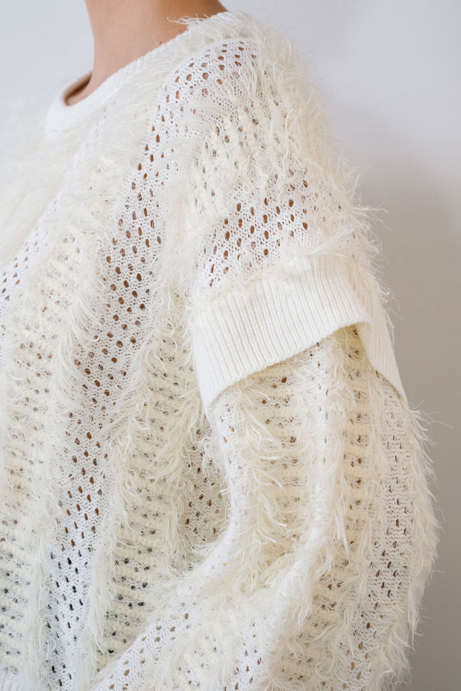 フクモモテトラポーチ　太ニット風オフホワイト FUZZY KNIT TOP｜muller of yoshiokubo(ミュラーオブヨシオクボ)公式通販｜