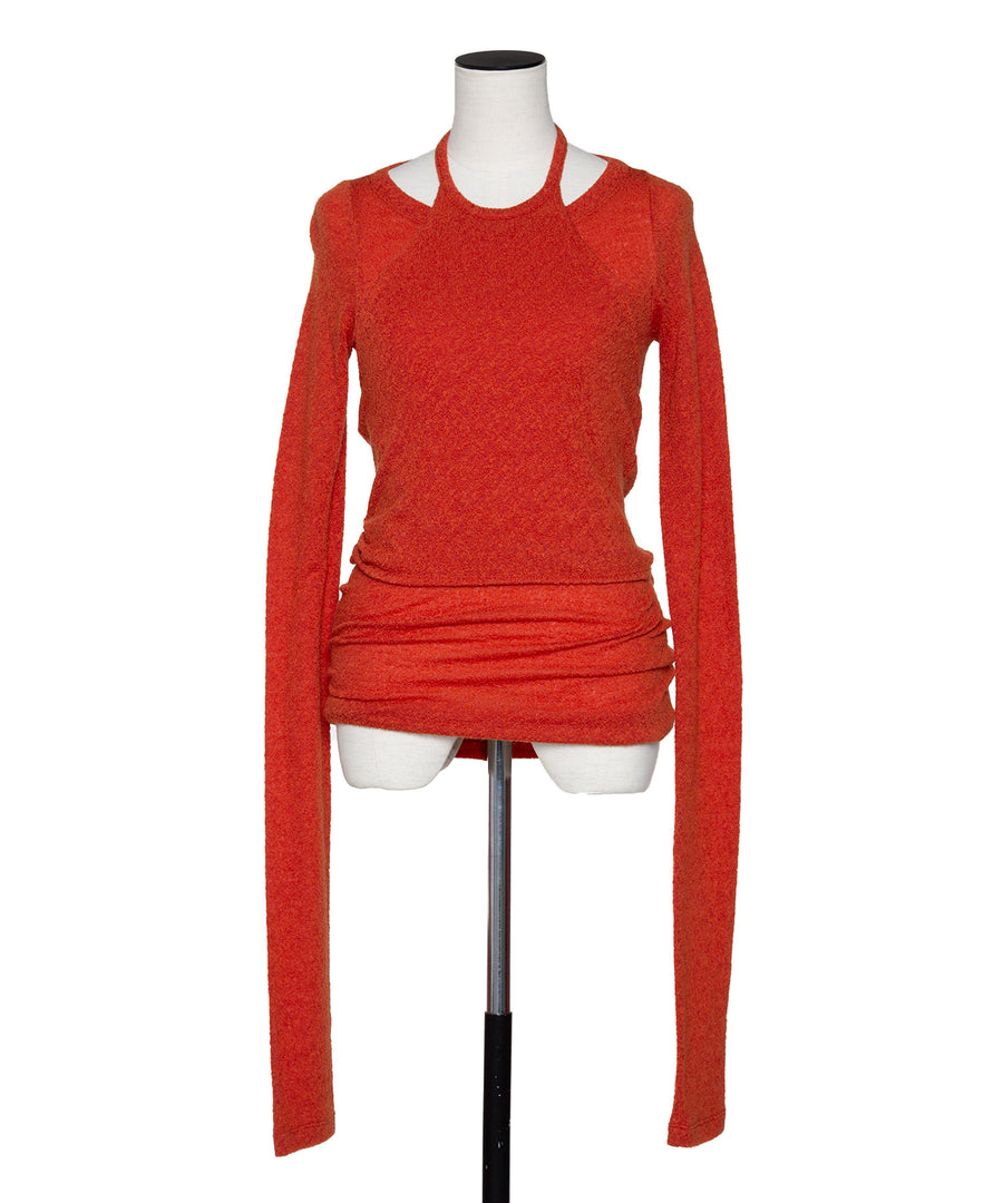 BUMPY WOOL CROSS TOP