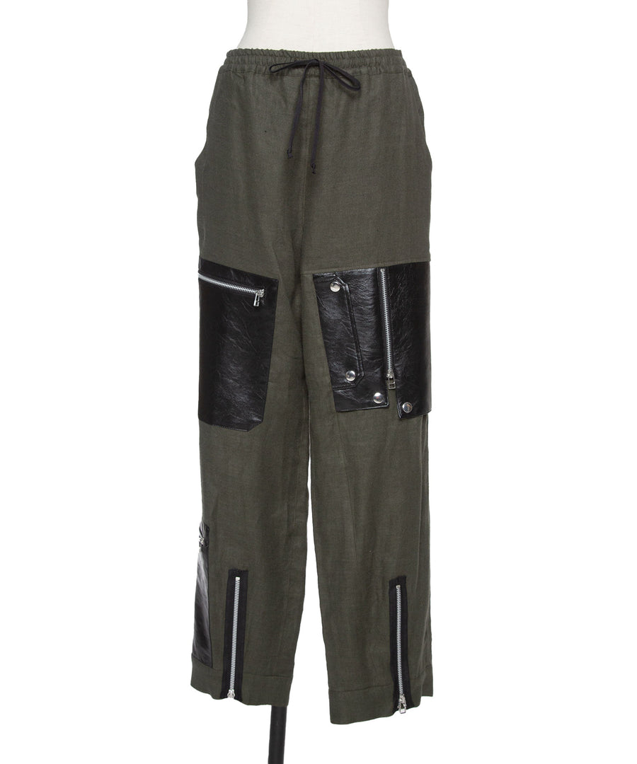 BRUSHED LINEN ZIP PANTS