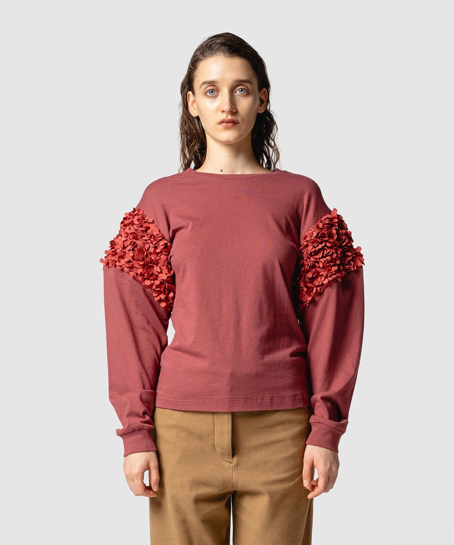 FLOWY FRILLED LONG SLEEVE T
