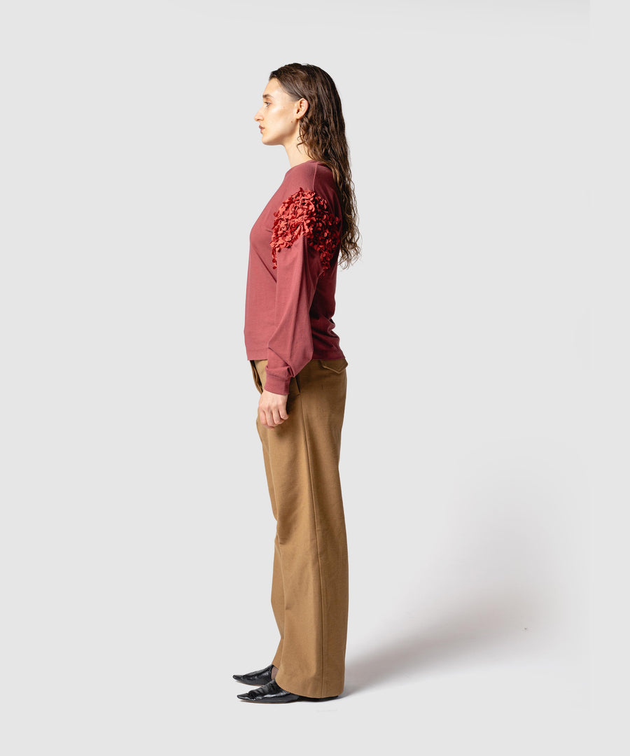 FLOWY FRILLED LONG SLEEVE T