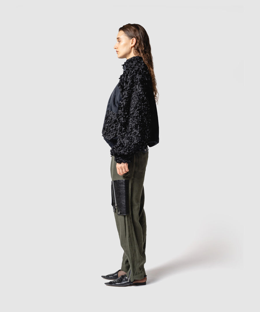 BRUSHED LINEN ZIP PANTS