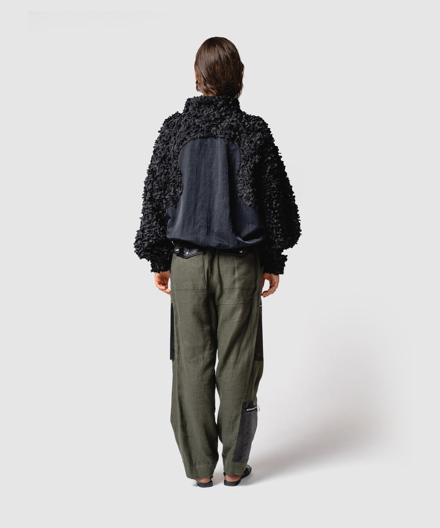 BRUSHED LINEN ZIP PANTS