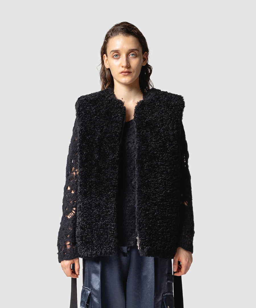 BUMPY WOOL BOA VEST