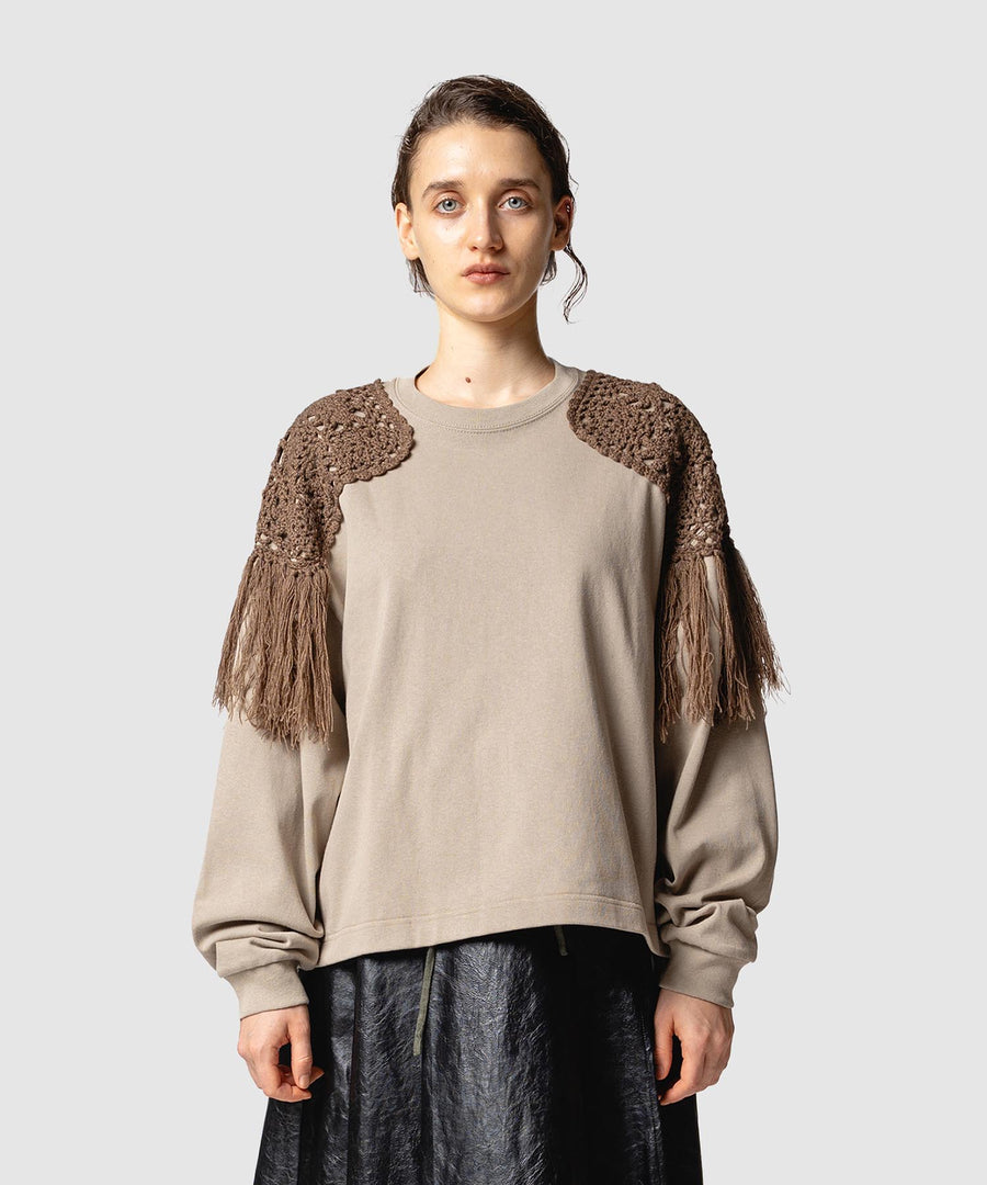 CROCHET FRINGE SHOULDER  TOP