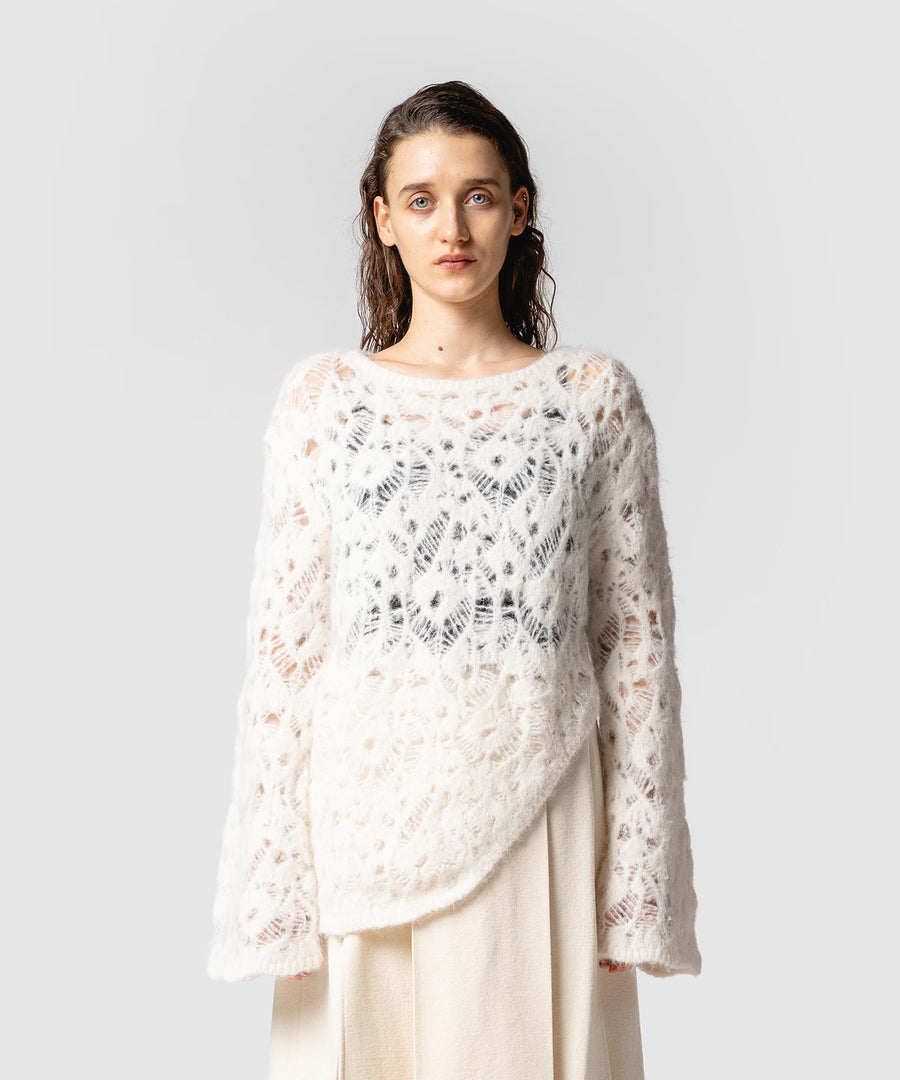 MOHAIR LACE FRILLED TOP