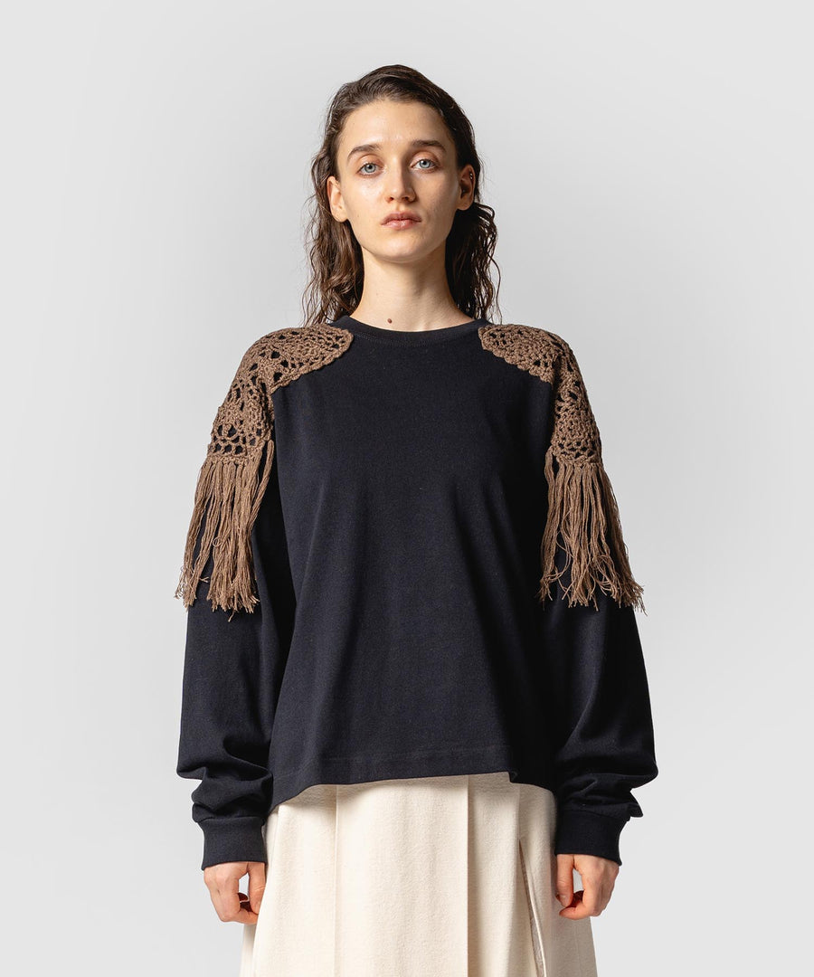 CROCHET FRINGE SHOULDER  TOP