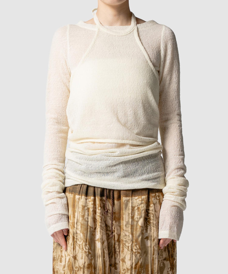 BUMPY WOOL CROSS TOP