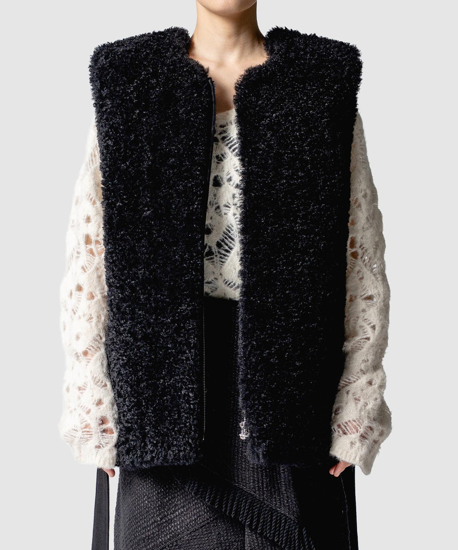 BUMPY WOOL BOA VEST｜muller of yoshiokubo(ミュラーオブヨシオクボ