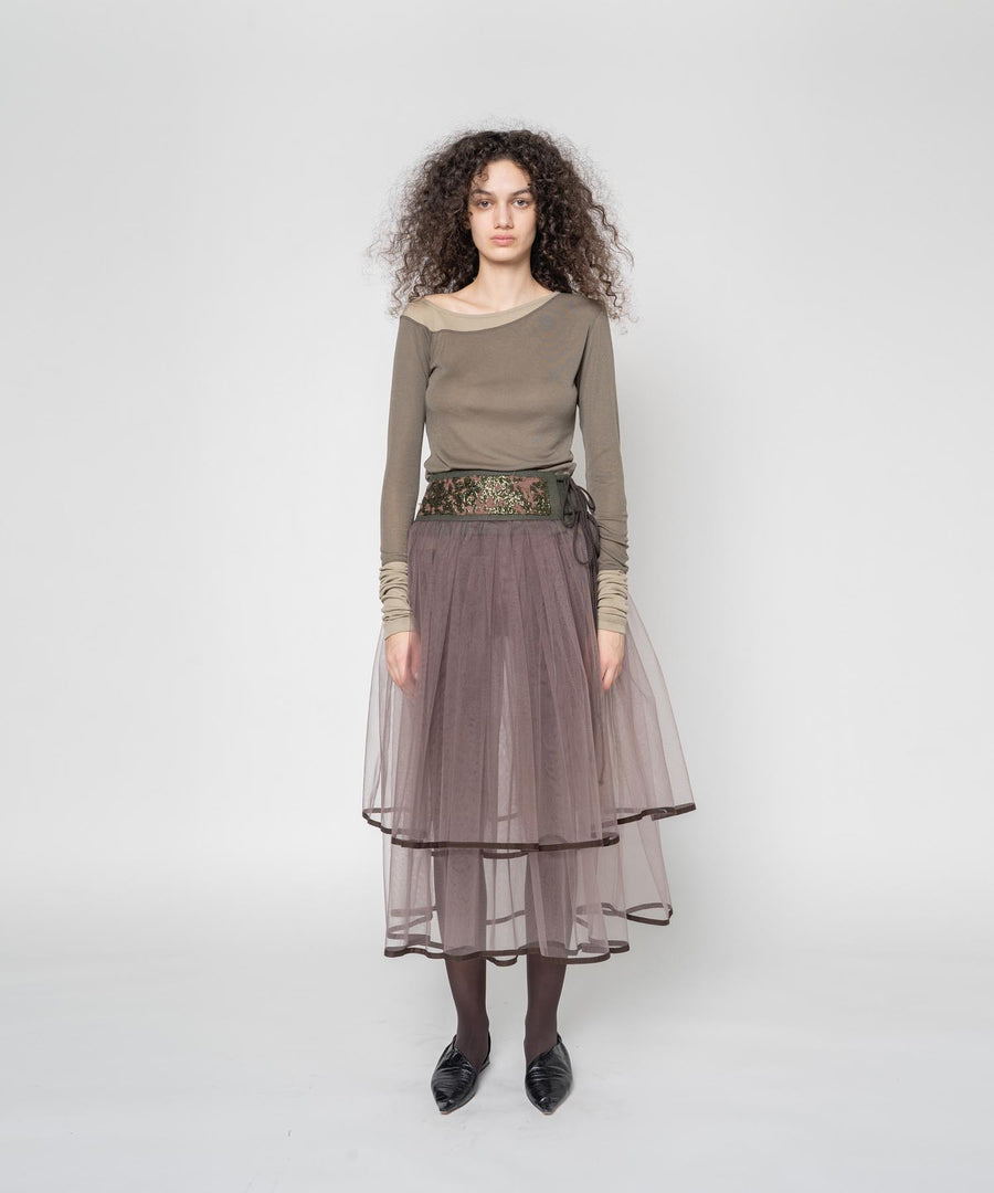 ベスト ジレ THROW ASYMMETRY RIB TOPS アシンメトリー リブ トップス レディース Riberry ベスト ジレ かぎ編みアシンメトリーベスト レディース