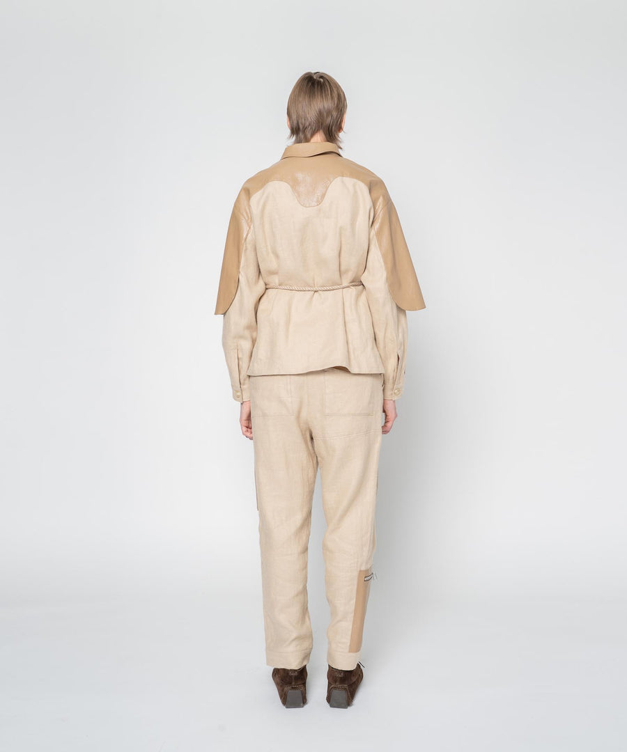 BRUSHED LINEN ZIP PANTS