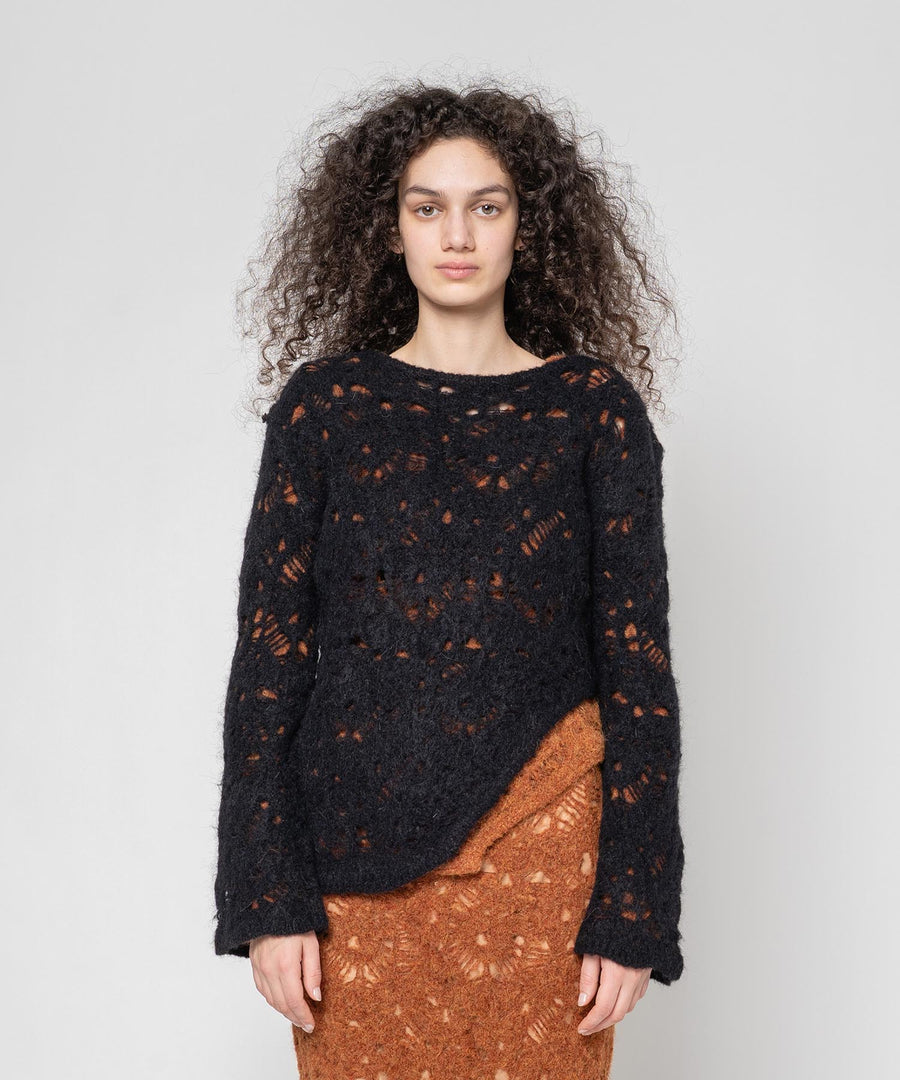 MOHAIR LACE FRILLED TOP