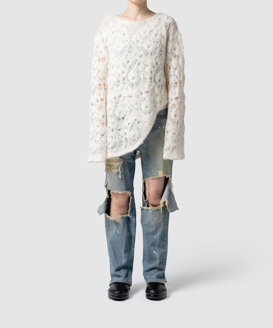 MOHAIR LACE FRILLED TOP