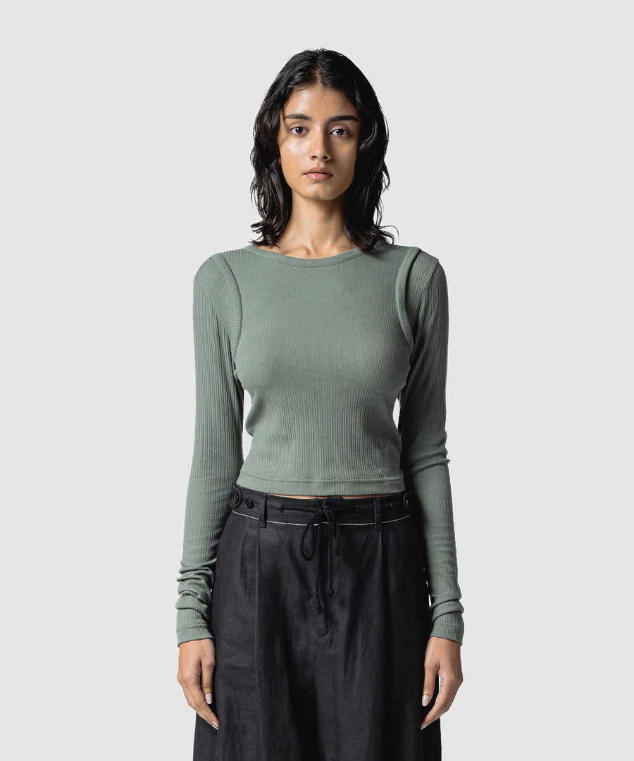 BACK TWIST RIB LONG SLEEVE｜muller of yoshiokubo(ミュラーオブ