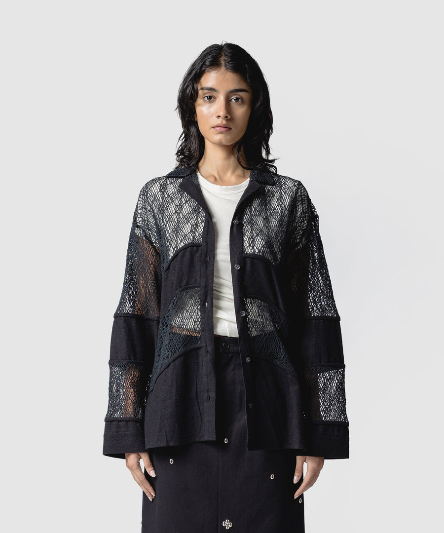 SPIDERWEB CURVED PANEL SHIRTS｜muller of yoshiokubo(ミュラーオブ