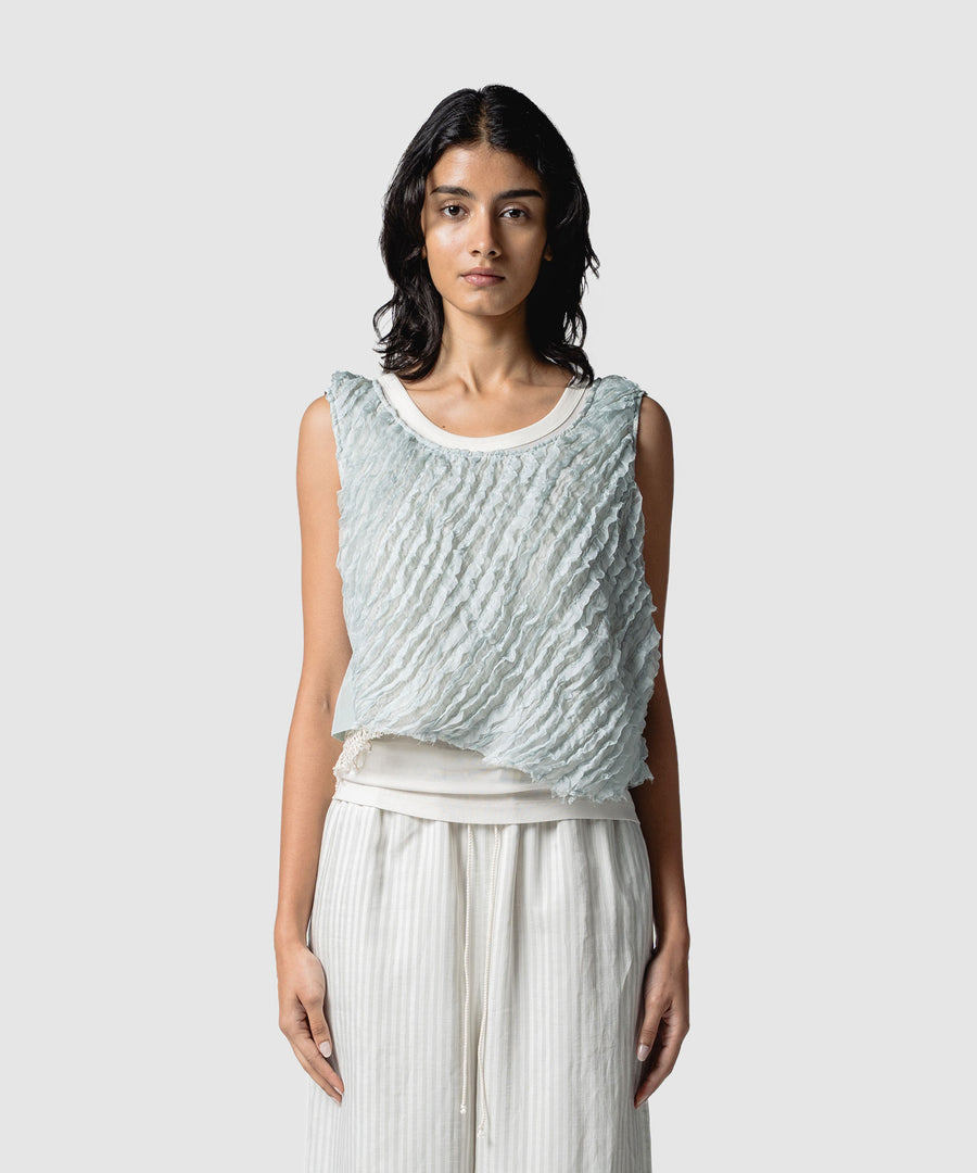 RUFFLE CHIFFON LAYER TOP｜muller of yoshiokubo(ミュラーオブ