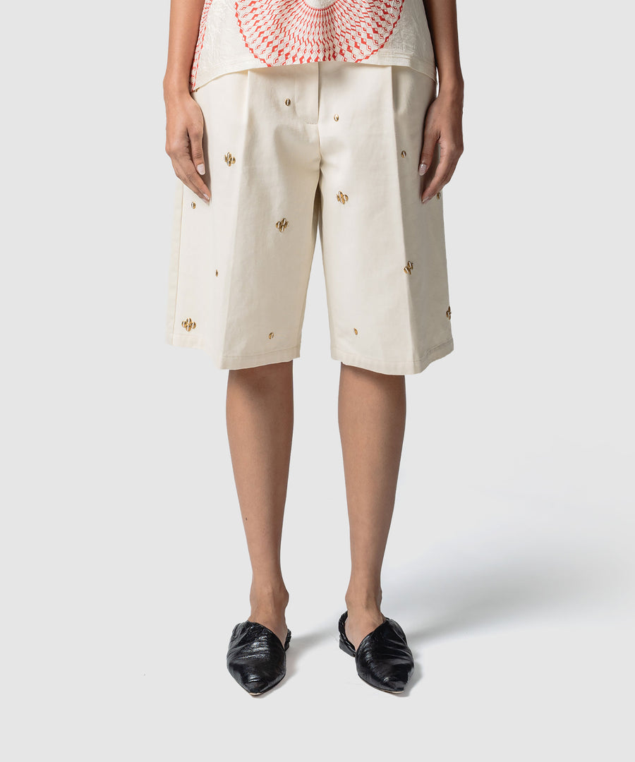 ミュージシャン hanapeco Layered Half Pants-Gray Beige L METAL BEANS HALF PANTS｜muller of yoshiokubo(ミュラーオブ